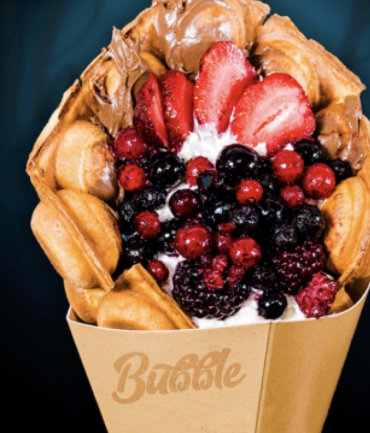 Bubble waffle friss gyümölcsökkel